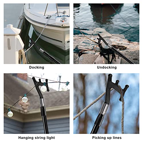 Sanlike Telescopic Boat Hook Pole For Docking, Floating Dock Pole Push Poles 43 Inch Lightweight Retrieval Hook 3-Stage Fiberglass Poles For Pontoon Boat Accessories Twists Onto 1/4-Inch Thread End #TOP3