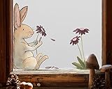 Maße: 34 x 27 cm Tinyfoxes Fensterbild Hase und Blume - Wiederverwendbare Dekoration für alle Jahreszeiten (mittel - 34 x 27 cm)