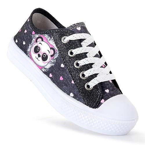 Tênis Feminino Infantil Glitter Panda Menina Cano Baixo COR:PRETO;TAMANHO:31/32