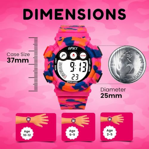 Image of SPIKY Round Digital Sports Watch for Kids | Military, Camouflage Design | Multifunctional & Luminous Display | 30M Water Resistant | Best Birthday Gift Wrist Watches for Boys & Girls | Age 2-12 Years