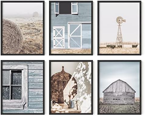 Haus and Hues Framed Barn Wall Art - Blue Wall Decor, Modern Farmhouse Wall Decor, Rustic Wall Art, Barn Pictures Wall Art Framed, Country Room Decor, Western Pictures Wall Decor (11x14, Black Framed)