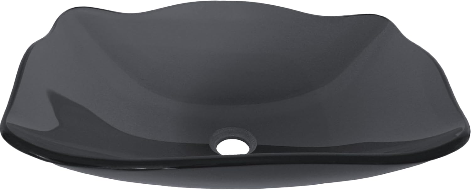 Novatto TIS-317G Rettangolare Glass Vessel Bathroom Sink, Clear Black