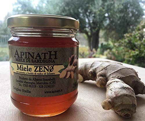 3 x 250 gr - Miele con estratto a freddo di zenzero, prodotto in Sardegna da Apinath, esperti apicoltori da apicoltura nomade.