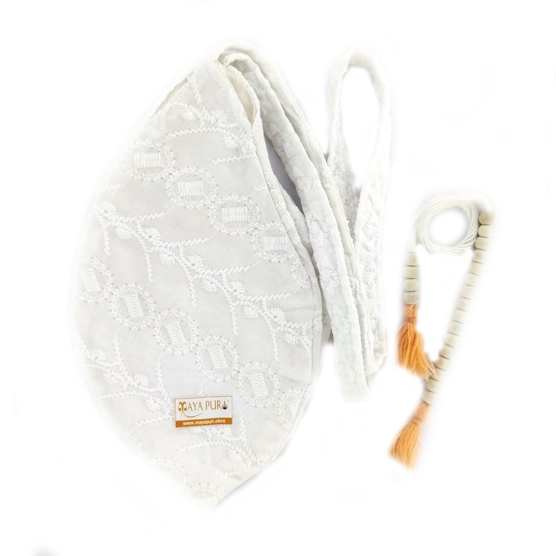 MAYAPURI Chikankari or Chikan Work (Embroidery) Gomukhi Japa Bag/Chanting Bag (White Color) (B0CH6JDG41) Amazon Price History, Amazon Price Tracker