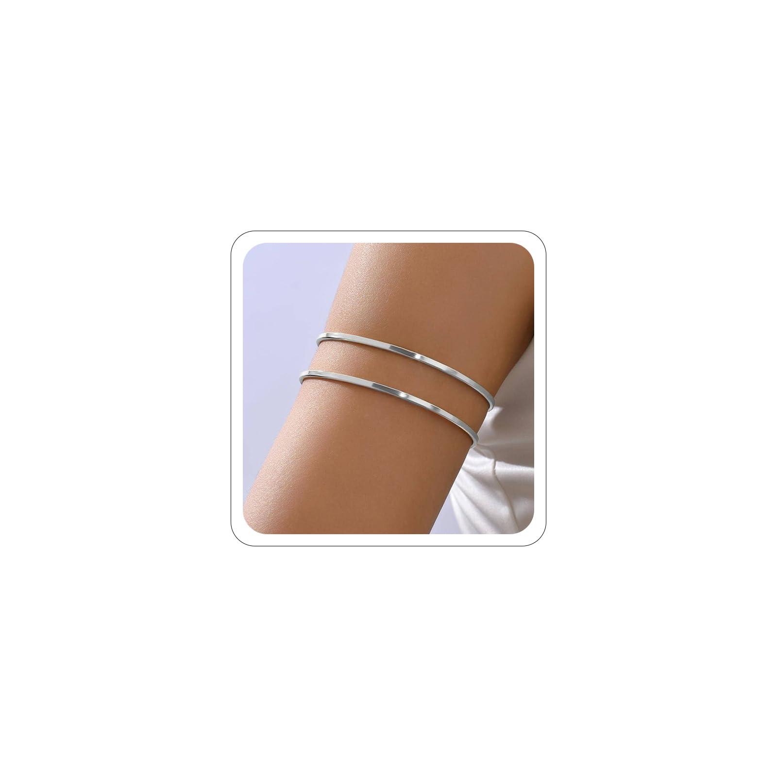 ANGLEQUEEN Women's 18k Gold Plated Arm Cuff Bracelet - Minimalist Silver Upper Arm Cuff for Cool