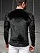 WDIRARA Men's Floral Lace Mesh Fleece Fuzzy T-Shirt Crewneck Raglan Long Sleeve Casual Tee Tops Black Floral Mesh L