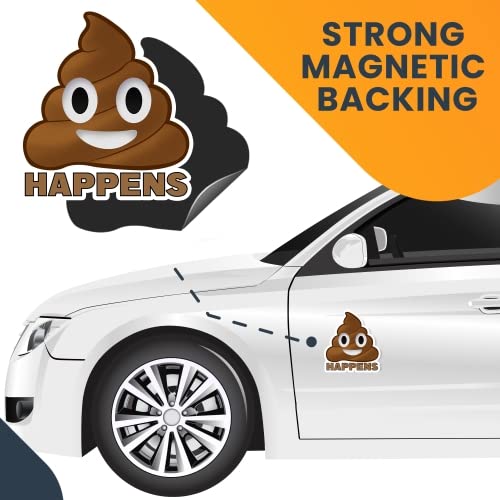 Image of Magnet Me Up Shit Happens Poop Emoticon Magnet Decal, 5 Inch, Heavy Duty Automotive Magnet for Car Truck SUV Or Any Other Magnetic Surface