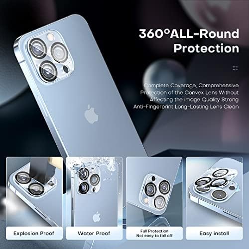 3 Pack LϟK Compatible for iPhone 13 Pro Max 6.7 inch and iPhone 13 Pro 6.1 inch Camera Lens Protector HD Clear Tempered Glass Protector, Scratch-Resistant, Easy Installation - Black Circle