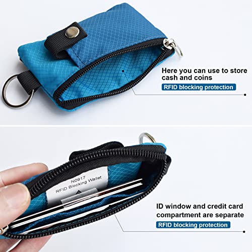 Image of CHENSPRX Minimalist RFID Blocking Small Wallet with ID Window,WaterResistant Zip Id Case Wallet with Lanyard Keychain for Cards,Cash,Travel,Women,Men