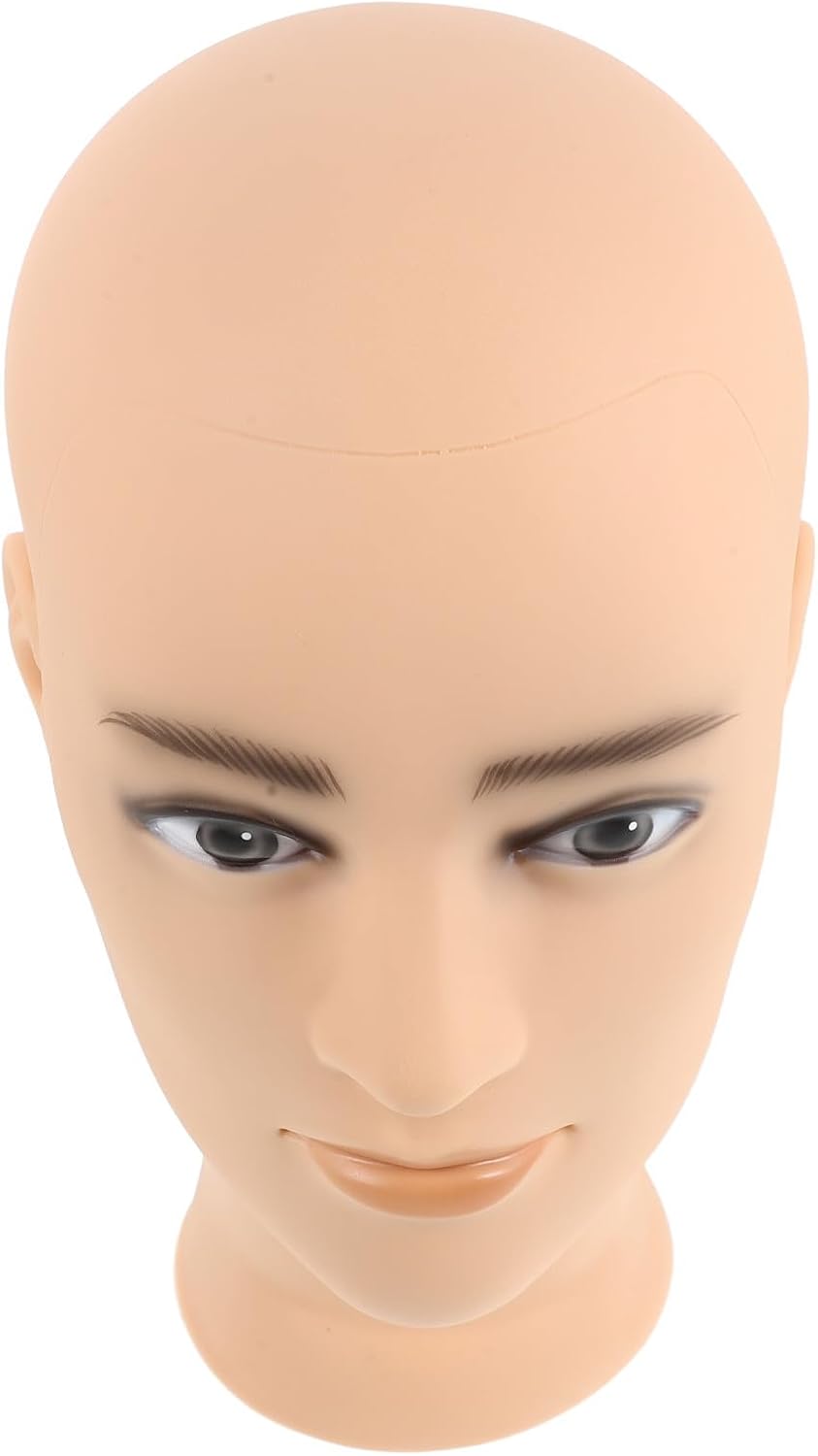 Realistic Bald Male Mannequin Head for Wigs and Hat Display, Multiangle Pvc Hair Styling Model Resistant to Damage, for Salons and Barber Shops