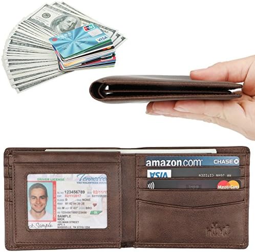 Wallet for Men-Genuine Leather RFID Blocking Bifold Stylish Wallet With 2 ID Window