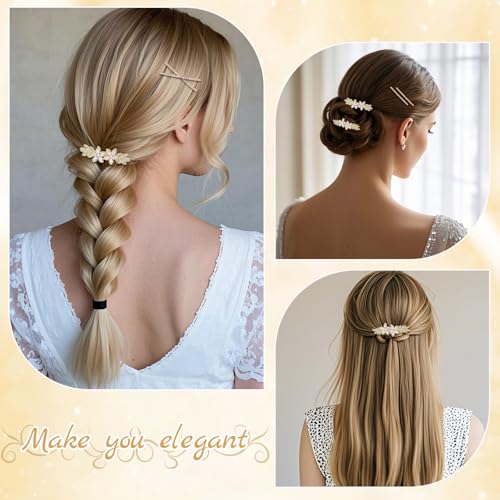 4 pinzas para cabello con cristales, doradas y florales miniatura 6