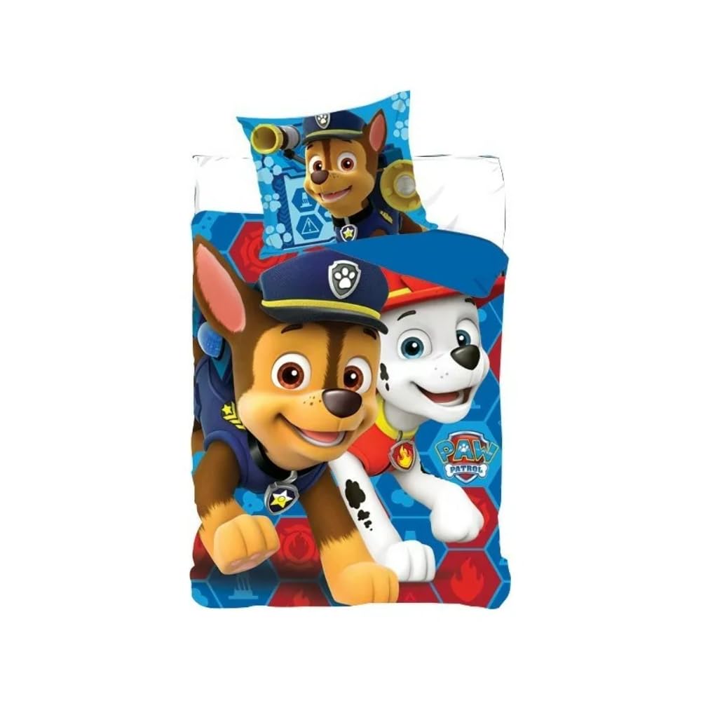 Parure De Couette Pat'Patrouille Officielle 140x200 Cm + Taie 63x63 Cm – Housse De Lit Enfant Paw Patrol