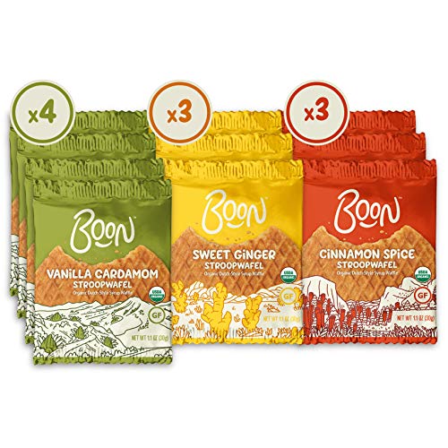 Stroopwafels by Boon, Organic & Gluten Free Healthy Snacks, Box of Wafers, Assorted Flavors Variety Pack, 10 Count Box of Wafers