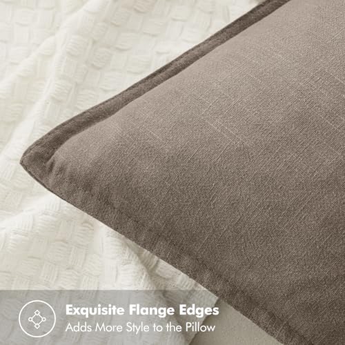 Image of MIULEE Decorative Linen Euro Sham Pillow Covers 24x24 Dune Boho Farmhouse Neutral Couch Throw Pillows for Bed Pack of 2 Accent Modern Pillowcase Sofa Livingroom Home Decor