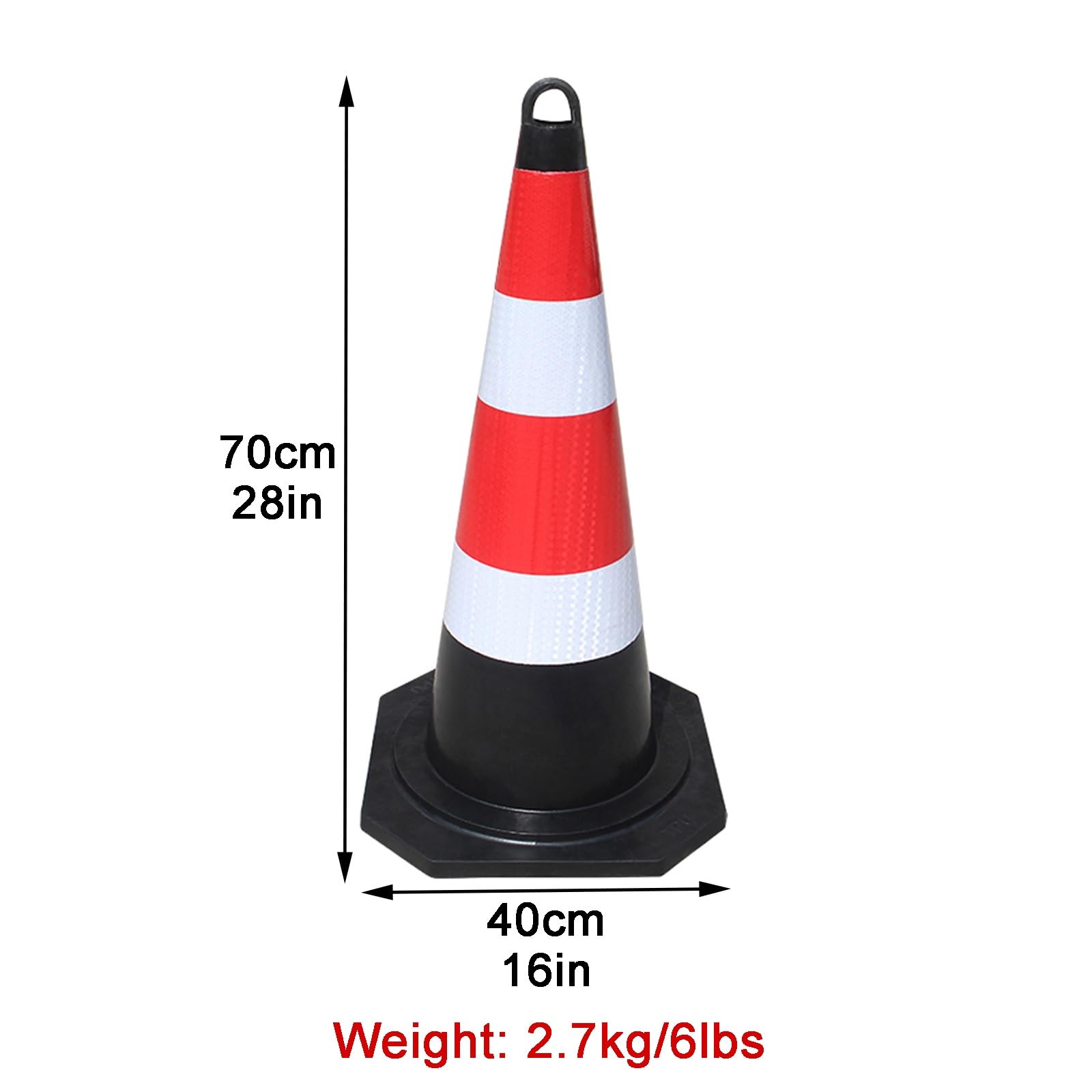 Cone de Signalisation Lot de 2 Cônes de Signalisation Robustes avec Base Lestée Noire Colliers Réfléchissants pour Le Contrôle de La Circulation(70 * 40cm/28 * 16in)
