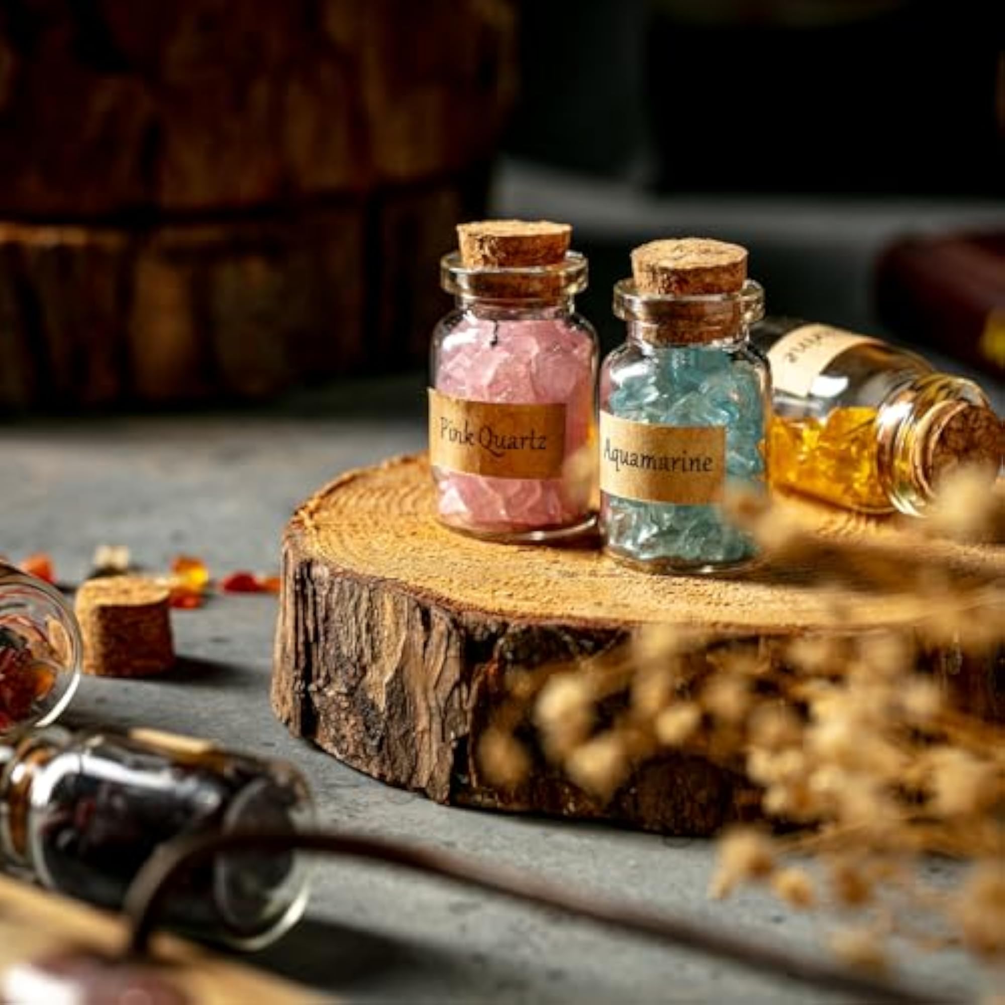 12 Different Gemstone Bottles Chip Crystal Healing Stones Set