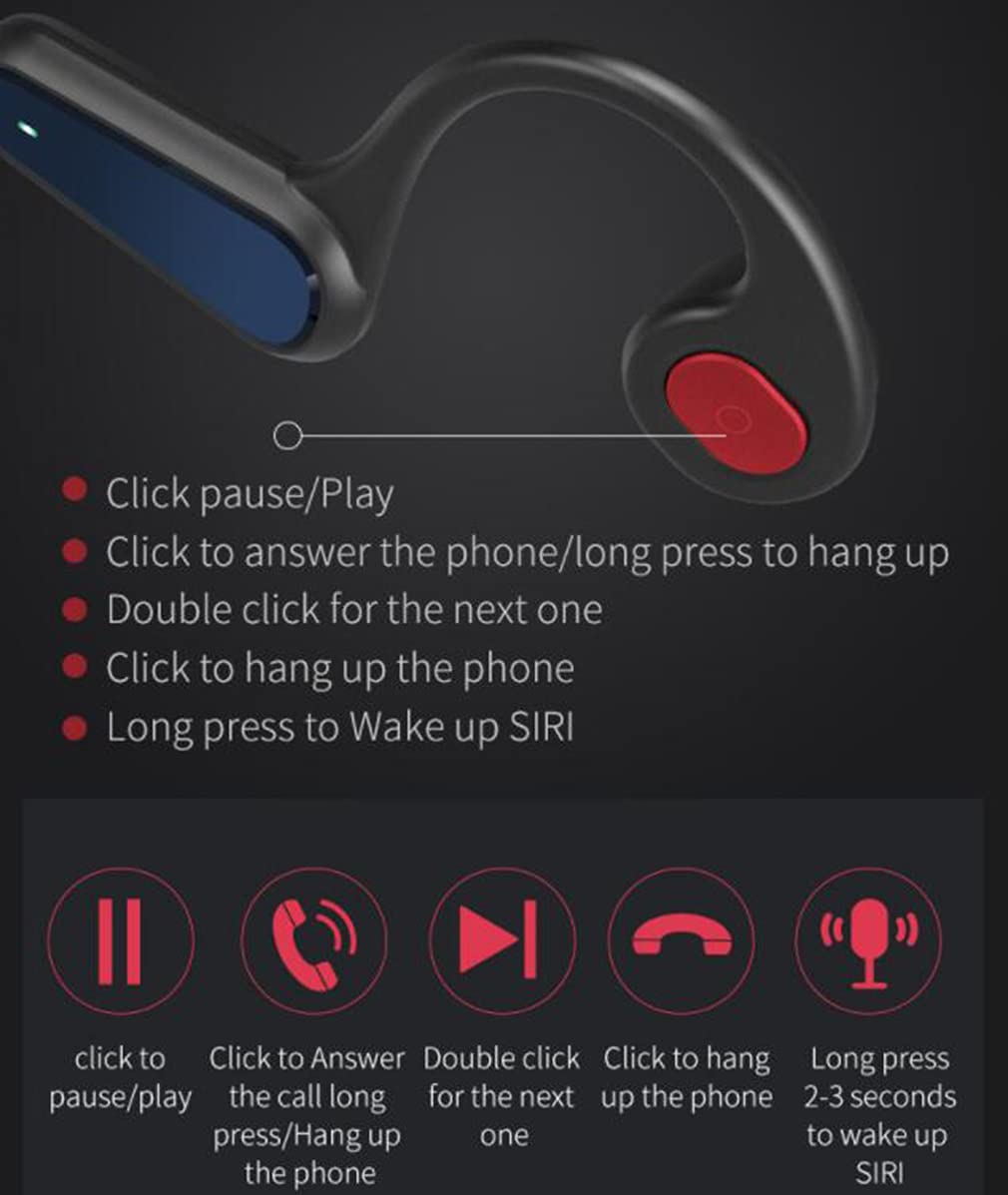 Bezprzewodowe słuchawki Bluetooth z przewodnictwem kostnym, sportowe zestawy słuchawkowe z otwartym uchem, IPX5, wodoodporne, lekkie, bezprzewodowe słuchawki stereo, redukcja szumów, do jazdy,