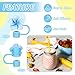 Whaline 6Pcs Summer Frangipani Flower Straw Covers Summer Hawaii Colorful Floral Portable Drinking Straw Topper Plumeria Reusable Protector Lid for 0.4in Straws, Cup Accessories