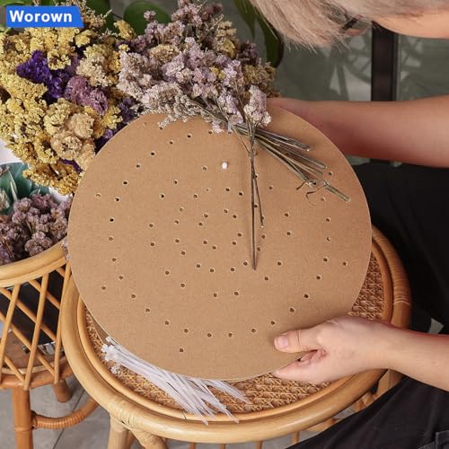 Worown 6 Pack 12 Inch Wreath Boards, Wreath Forms Frames with Holes for Decorating Wedding, Christmas Ornaments, Halloween Accents, Thanksgiving Day Accessories, and Wall Mountable Artworks