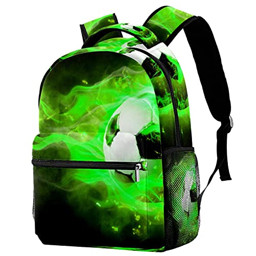 Sac à dos de voyage football flamme verte pour campus