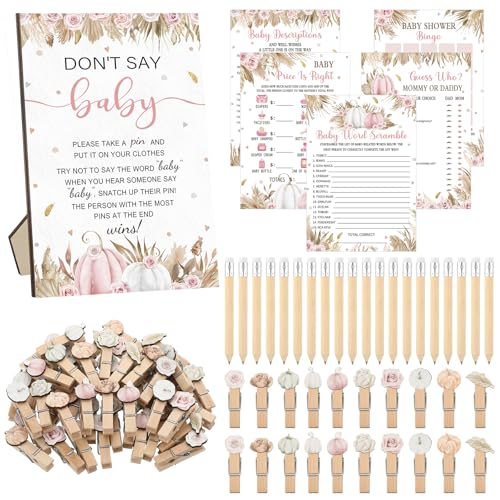 Patelai 321 Pcs Baby Shower Games Supplies, 5 Sets (50