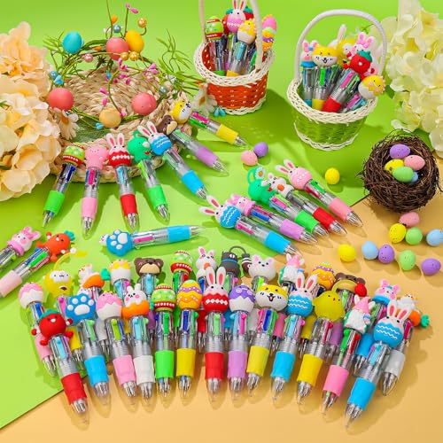 Image of CZWZ 120Pcs Mini Multicolor Pens in One 4-in-1 Cute Pens Bulk, Ballpoint Pen for Birthdays and Parties, Fun Gifts Assorted Ink Kawaii Pen(Easter)