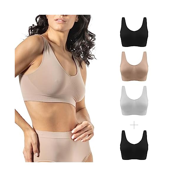 Risalti Sujetador Sin Aros Hombro Ancho 3 Pzs - Bralette Mujer en Microfibra, Top Bra Sin Costura y Etiquetas, Ropa Interior más Suaves Que el Sujetador Deportivo, Elástico - Made in Italy 3 51F8h3T4ZPL. SS600 - Risalti Sujetador Sin Aros Hombro Ancho 3 Pzs - Bralette Mujer en Microfibra, Top Bra Sin Costura y Etiquetas, Ropa Interior más Suaves Que el Sujetador Deportivo, Elástico - Made in Italy