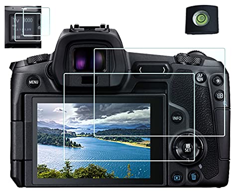 HUIPUXIANG Protector de pantalla para cámara Canon EOS R DSLR con cubierta de zapata caliente, 0,3 mm de alta definición 9H dureza óptica LCD Premium [2+2 Unidades] Cover