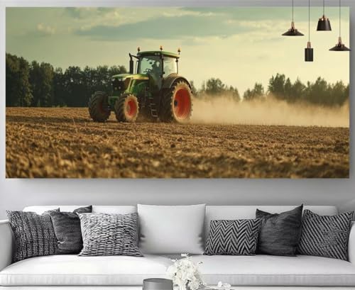 Peinture diamant point de croix tracteur 100x200cm pour décorer un salon rustique en famille