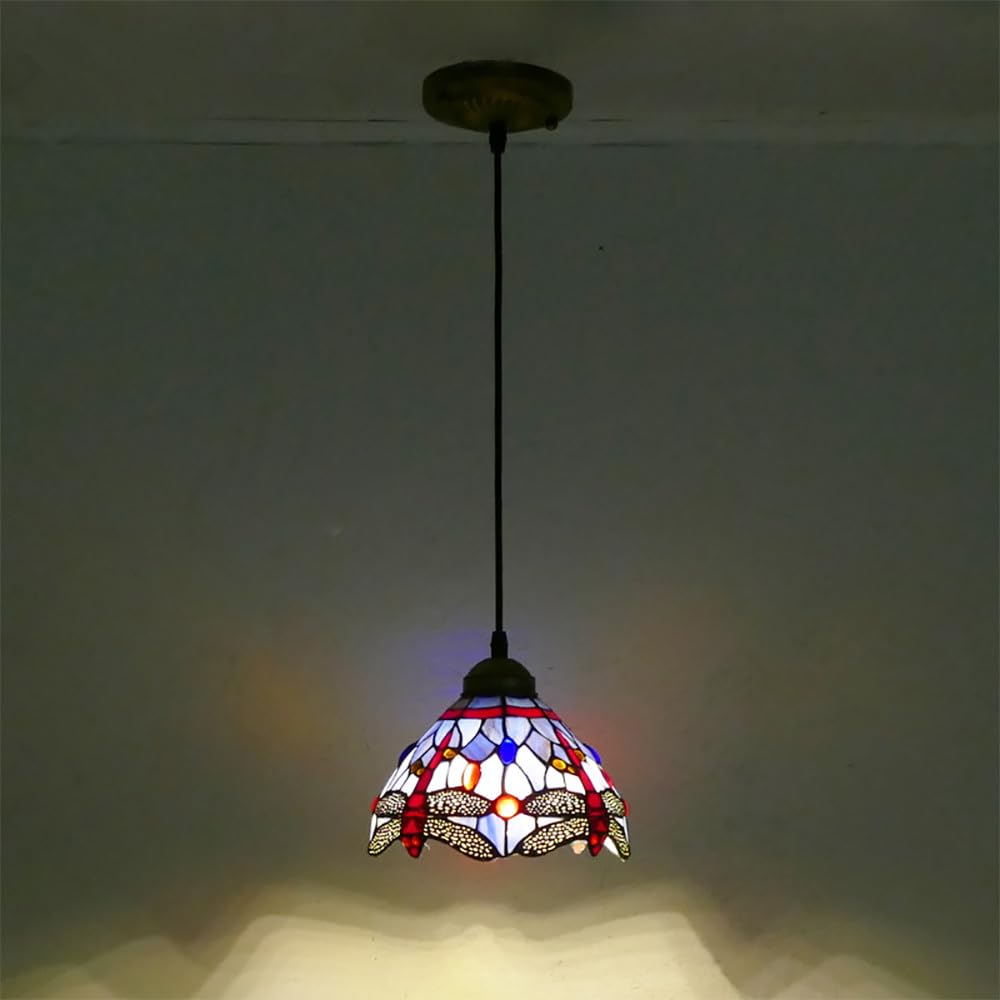 SXWNBIFH Contemporary Restaurant Chandelier American Countryside Living Room Bedroom Hotel Corridor Color Glass Pendant Lamp (D D20CM)
