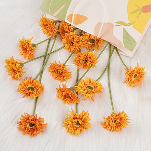 Dolicer 15 Pcs Gerbera Daisy Flowers, Orange Daisy Silk Flowers Realistic Daisies Bulk Fake Daisy Silk Flowers For Home Garden Party Diy Decor, Bride Wedding Bouquet Fall Autumn Thanksgiving 10.7” #TOP2