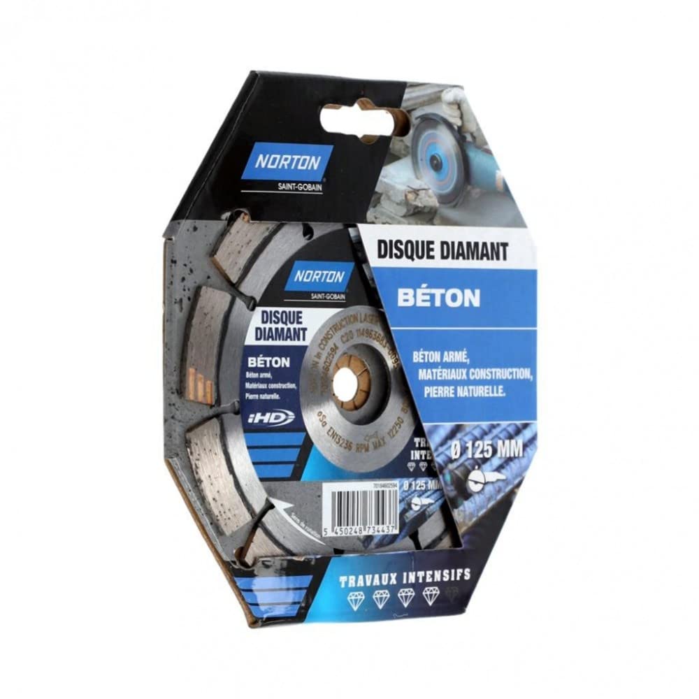 Norton Disque Diamant intensif segmenté pour matériaux de Construction, Diam125mm