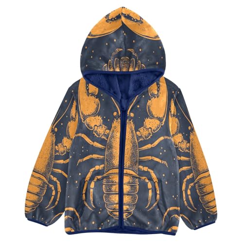 Abstract Lobster Toddler Fleece Jacket Girl Boys Hooded Fleece Jacket Coat Warm Outwear Zip-up 3-10T