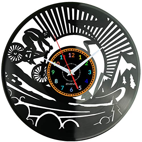 Horloge murale vinyle vélo pour salon de cycliste passionné