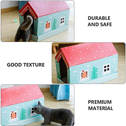ULTECHNOVO Gatos Gatinhos Scratcher Casa Gato Dormindo Caixa de Papel Ondulado Lounge Cama de Cavern