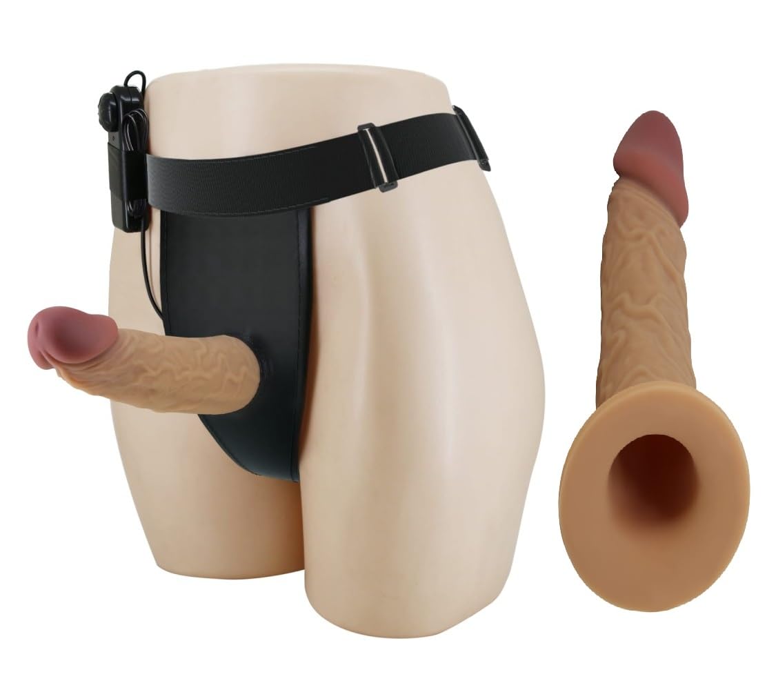 Strapon cavo vibrante in SILICONE indossabile dall'uomo, Dildo indossabile VIBRATORE Strapon, Cintura fallica per Uomo, Pene indossabile vuoto che prolunga pene, Guaina fallica con cintura