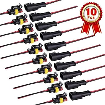 2-core plug automobile wire connector, Automotive waterproof connector used for automobile, truck, motorcycle, ship and other wire connection. (10 pairs)