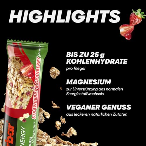 Powerbar - Natural Energy Cereal - Strawberry Cranberry - 18x40g - veganer Kohlenhydrat Energie Riegel - Magnesium - palmölfrei