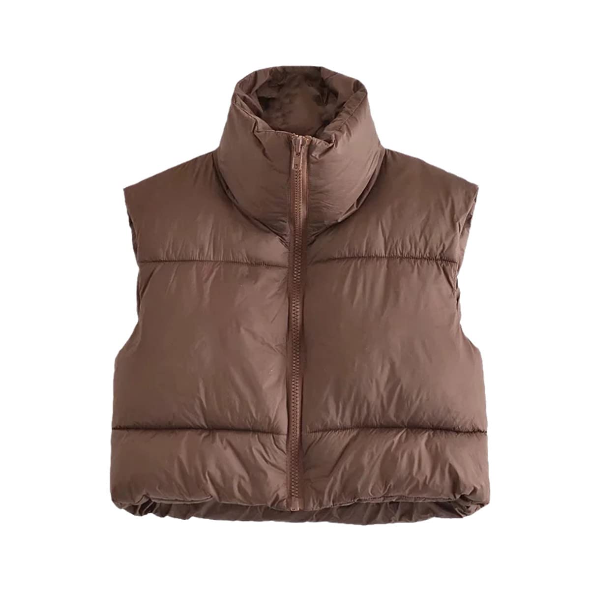 Chaqueta de mujer con cordón corto ajustable chaleco marrón informal talla XS 3