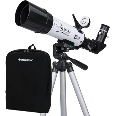 Celestron – EclipSmart Safe Solar Eclipse Telescope – 50MM Refractor – Meets ISO 12312-2:2015(E) Standards – Observe Solar Eclipses & Sunspots – Permanently Attached Solar Safe Filter & Finderscope