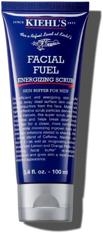 Facial Fuel Exfoliating Face Scrub, Facial Cleanser for Men, Smooths Skin & Removes Dead Skin, Dirt & Oil, Helps Soften Tough Facial Hair, with Caffeine, Menthol & Vitamin E, 100ml