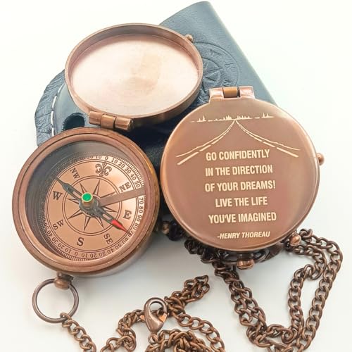 Brújula de bolsillo de bronce con grabado para graduación miniatura 2