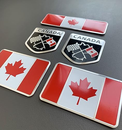 Image of 4pcs Metal Canada Canadian CA Flag Emblem Decal Stickers,Canadian National Flags Decal Patriotic Badges for Cars Trucks SUV Bumper Window Fender