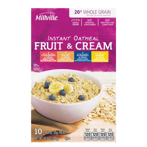 Millville Fruit & Cream Oatmeal Variety Pack 10.5 oz (298g) Grocery & Gourmet Food