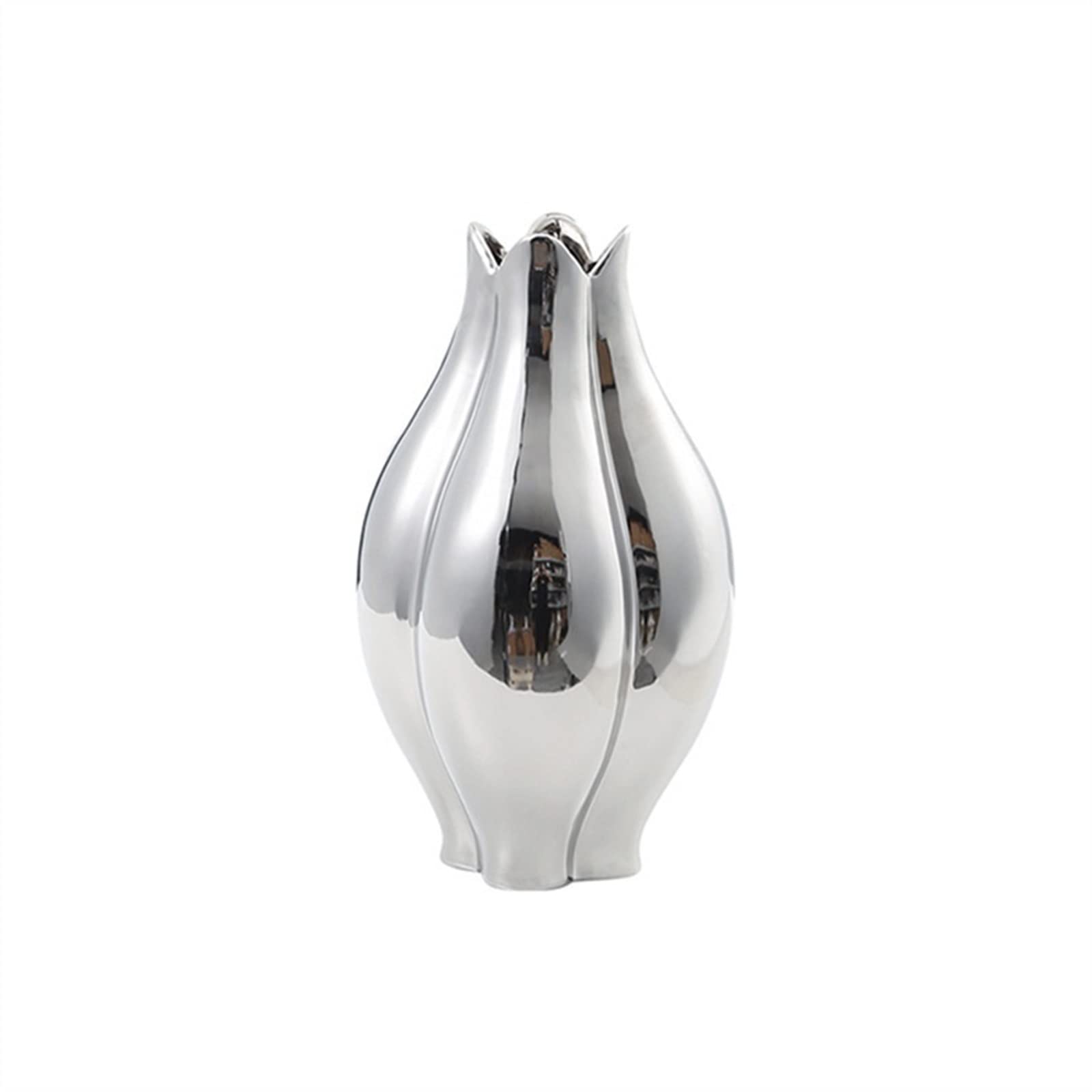 Bzgpmfud Grey Wolf Vase Desktop Europeantyle Creative Home Electroplated Ceramic Hotel Living Room Porch Flower Arrangement Decoration Flowers(18 * 18 * 31Cm)