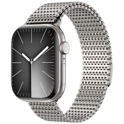 Image of WINGLE Magnetic Mesh Loop for Apple Watch Band Ultra 3 /2 /1 Band 49mm 46mm 45mm 44mm 42mm 40mm 41mm 38mm Men Women, Stainless Steel Adjustable Metal Strap for iWatch Series 11 10 9 8 7 6 5 4 3 2 1 SE