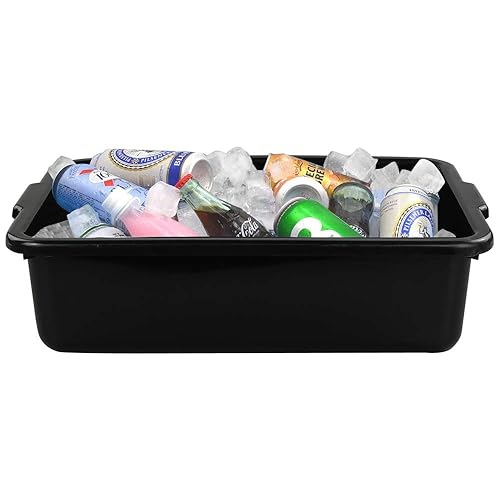 Miniatura 5 de Caja de autobús de plástico comercial, caja de transporte negra, bañera de lavabo, juego de 3