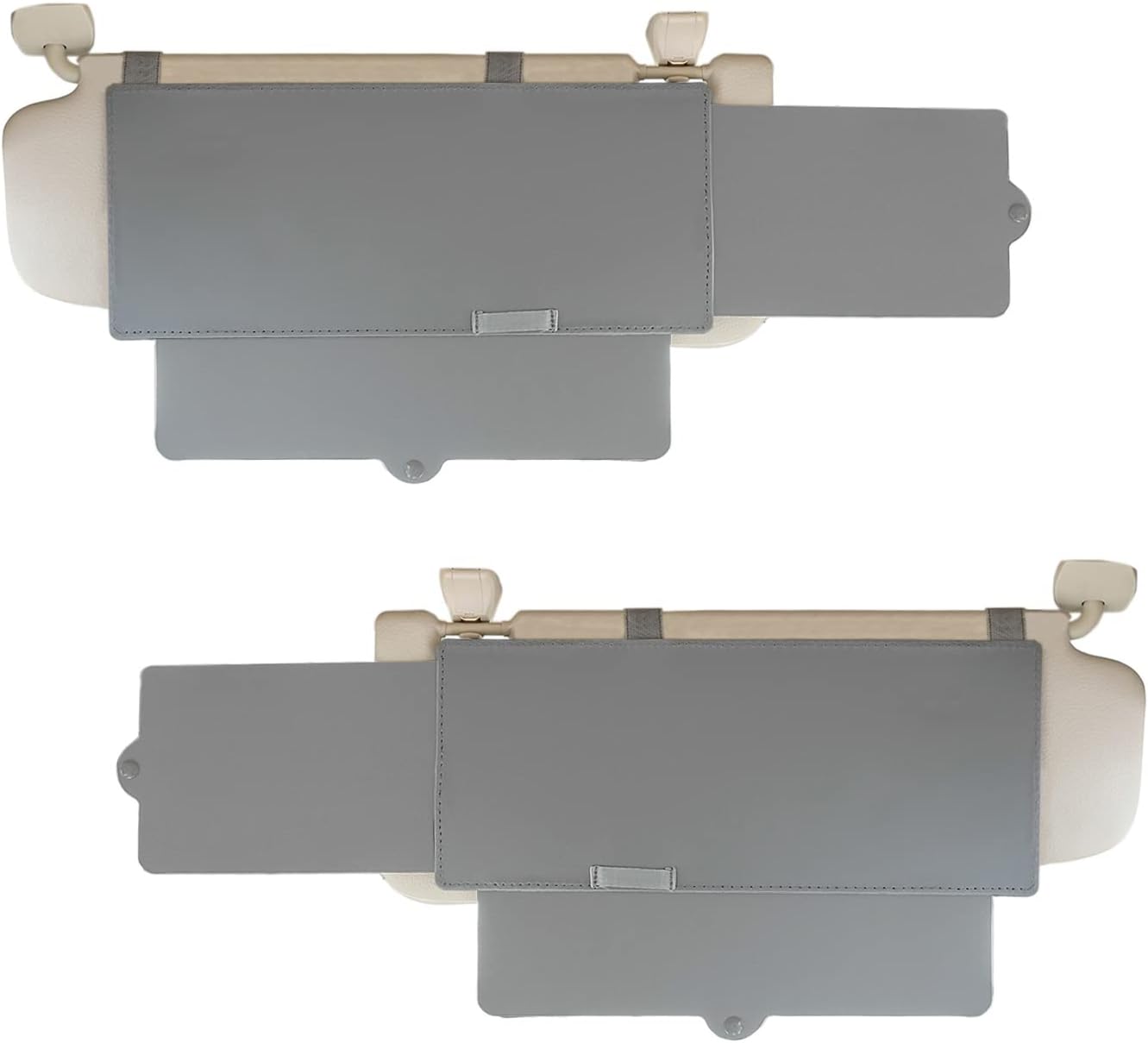Car Visor Sunshade, WANPOOL Car Visor Anti-glare Sunshade Extender for Front Seat Driver and Passenger - 2 Pieces (Gray)
