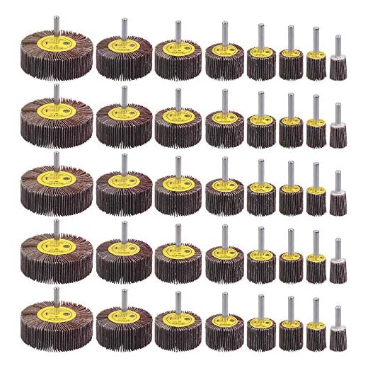 40 Pack 1/4" Abrasive Flap Wheel Sander Set, Rocaris 80 Grit Aluminum Oxide Flap Wheels Cylindrical Shape Sanding Wheel, 8 Sizes